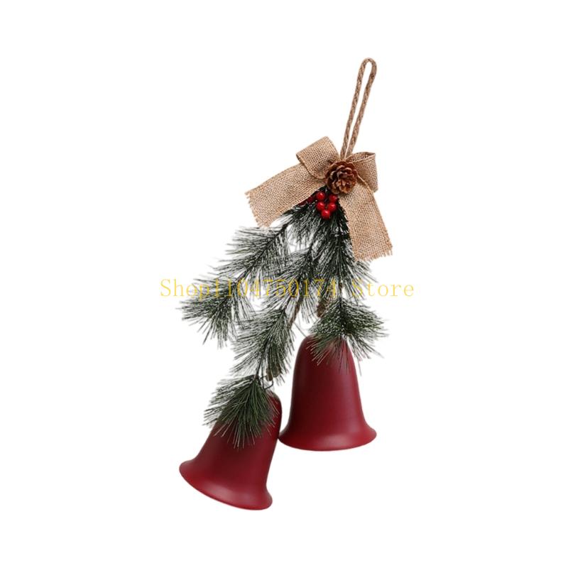 2 Piece Christmas Set Metal Frame Pine Embellishments Hanging For Wall Wreath Party top sale