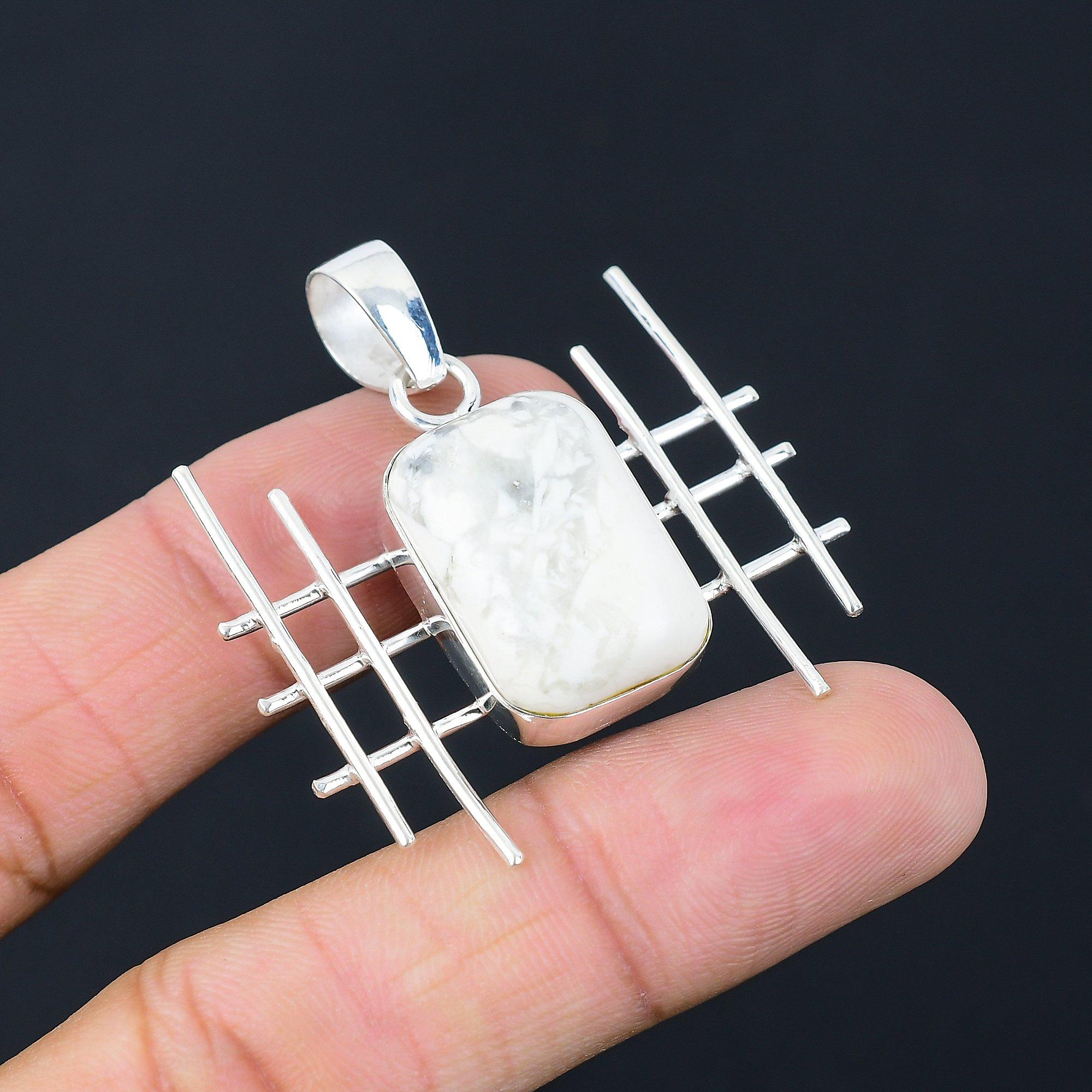 Friendship Day Sale Sterling Silver Howlite Gemstone Anniversary Wedding Pendant