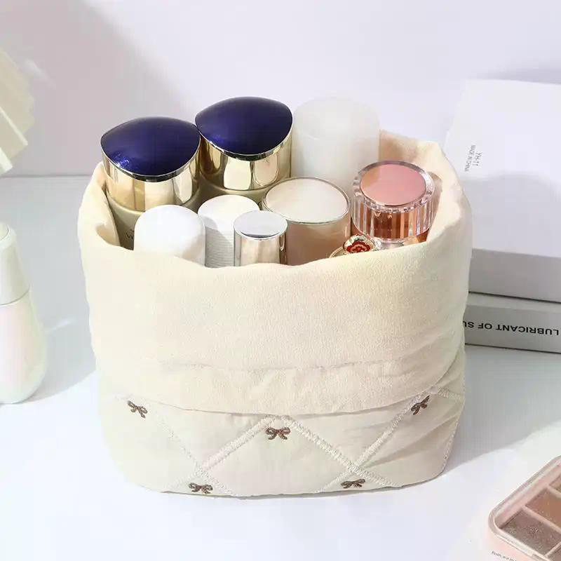 Kosmetiktasche Große Kapazität Kordelzug Make-up-Tasche Für Reisen Weiche Aufbewahrungstasche Haushalts-Tischorganizer Reiseutensilien