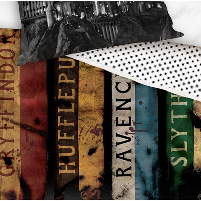 Harry Potter Bedding Set - Hogwarts Dark - 100% Cotton - Black - Fits a Single Bed