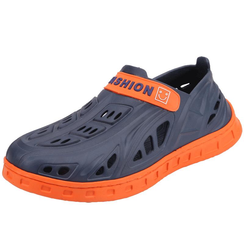 

Обувь Hole, мужская новая летняя нескользящая пляжная обувь, повседневные тапочки с полыми носками, модные спортивные сандалии с сумкой на голову 39 синий