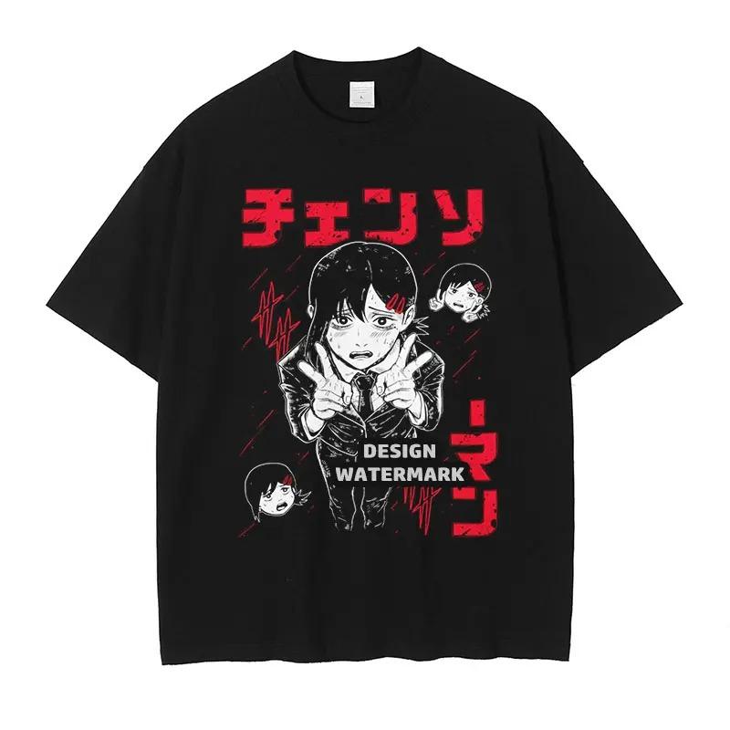 Anime Reze Y2k Trička Oversized Vintage Muž s motorovou pilou Tričko Manga Power Tričko Makima Denji Pochita Horní díly Trička Muž Bavlna