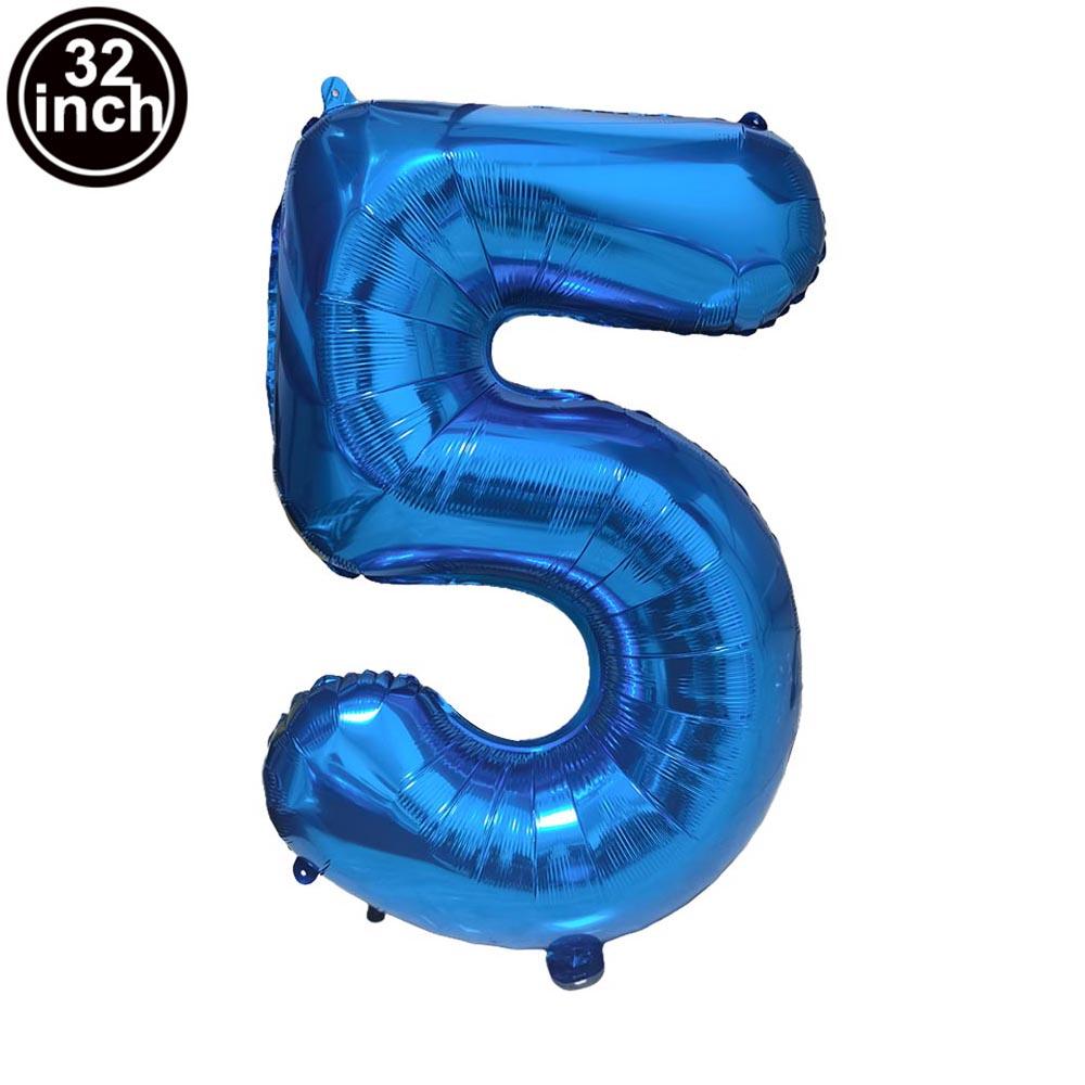 Blue Large Numbers Balloon 32 Inch 0 1 2 3 4 5 6 7 8 9 Birthday Digit Bachelorette Balloons Figure Golob Party Ballon Decoration 5