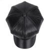 Octagonal Cap Women Adjustable Faux Girls Retro Peaked Beret Cap Leather Hats Solid Color Winter Autumn