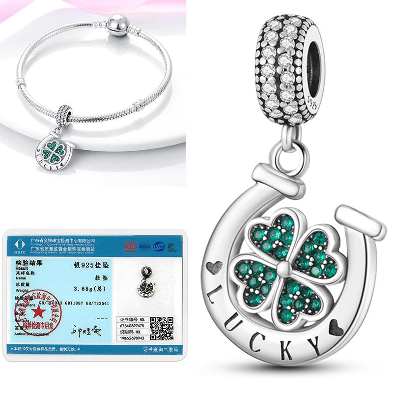 Neuer 925er Silber Kaktus Kleeblatt Anhänger Frühlingsgrüne Serie Perlenanhänger Für Original Perlenarmband DIY Schmuck