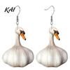 Unique Novelty Garlic Duck Earrings 1 Pair Funny Earrings, Garlic/Banana Dangle Drop for Women, Cute Acrylic Animal Jewelry Gifts Daily Wear