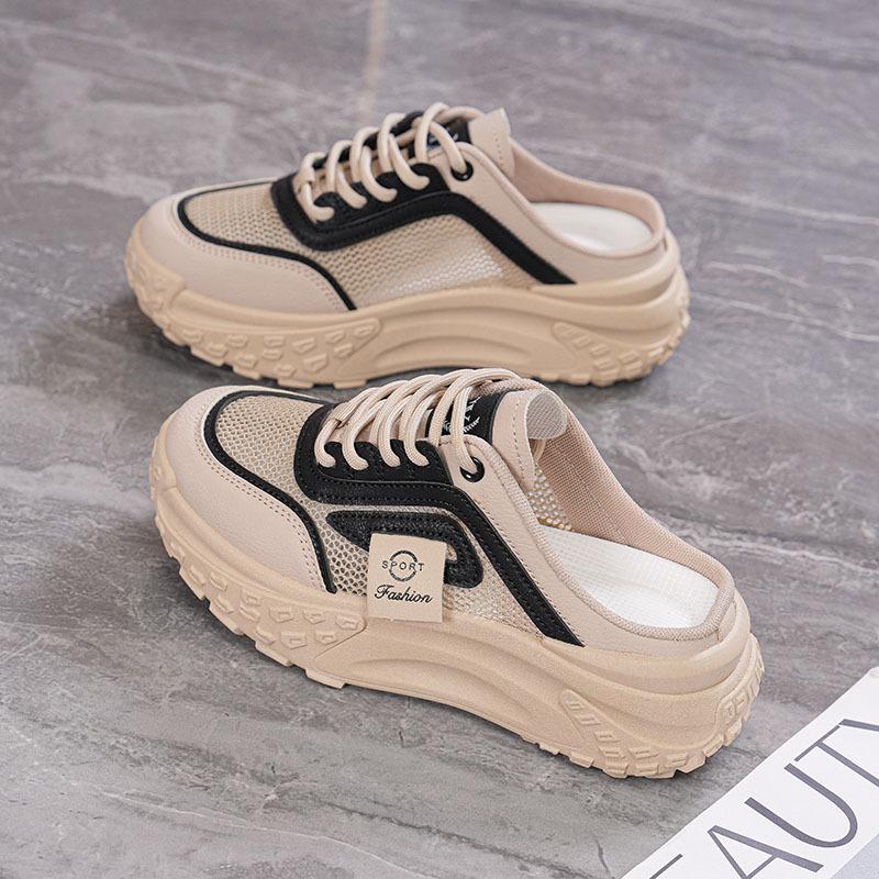 Summer new mesh breathable bag head shoes ins half slippers platform casual shoes CY