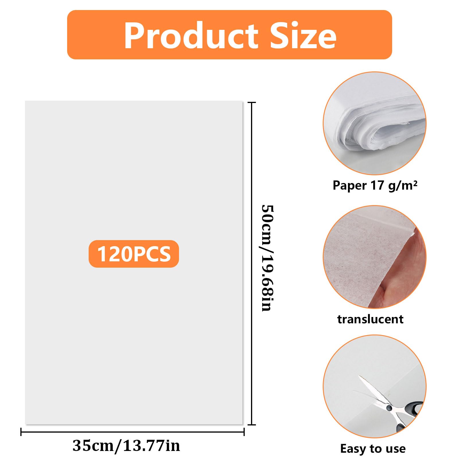 

120 Sheets White Tissue Paper 50x35cm Each for Gift Wrapping Pompoms Flowers & Crafts Business Packaging Paper Wrap