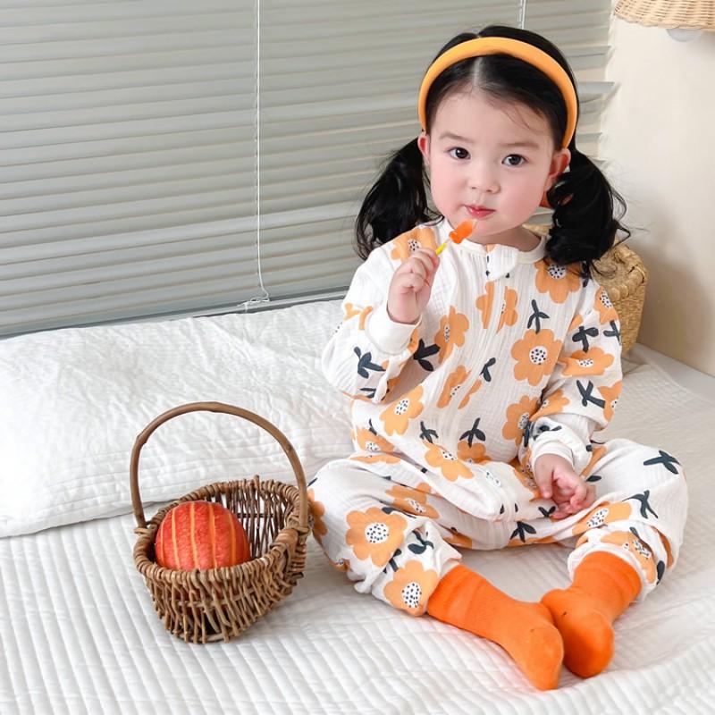 Baby Cotton Gauze Sleepsuit Romper Toddlers Lightweight Breathable Pajamas Unisex
