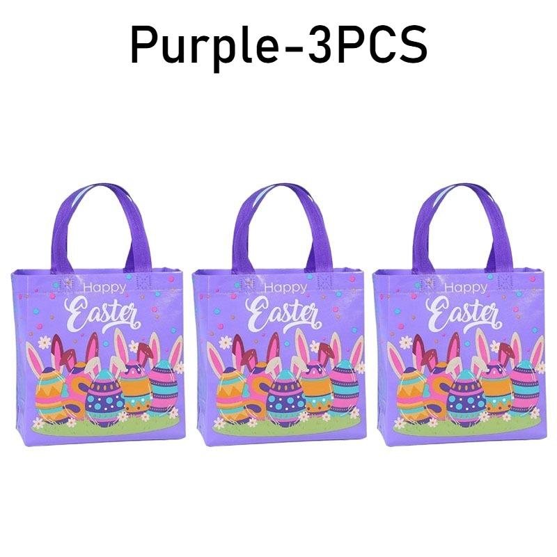 1-10PCS Easter Non Woven Tote BagDurable Dustproof Moistureproof Foldable GiftShopping Bag BunnyEgg Print Retail Merchandise Bag