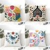 Blue Bird Home Decor Print Pillow Case Cotton Linen Fabric Square Zipper Pillowcase Home Decorative Living Room