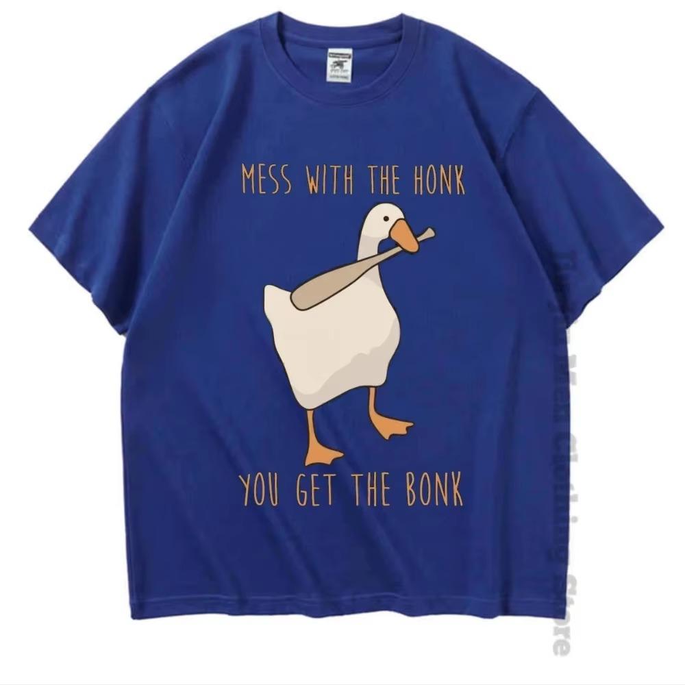 Summer Fashion Men TShirts Funny Untitled Goose Game Tops Men Women Cotton Loose Tee Mess With The Honk You Get The Bonk T-shirt