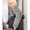 Women's Petite Gray Wool Coat - Hepburn Style for 2025 Autumn/Winter