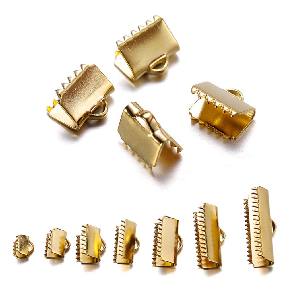 20/30 Stück Goldfarbene Edelstahl-Quetschperlen-Endstück-Schnallen-Spitzen-Verschlüsse für DIY Halsketten-Armband-Schmuckherstellung Zubehör