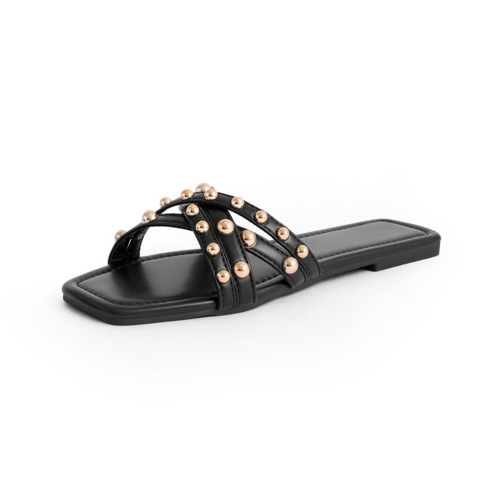 2024 New Arrival Women's Rivet Flat Sandals - Summer Beach Slippers