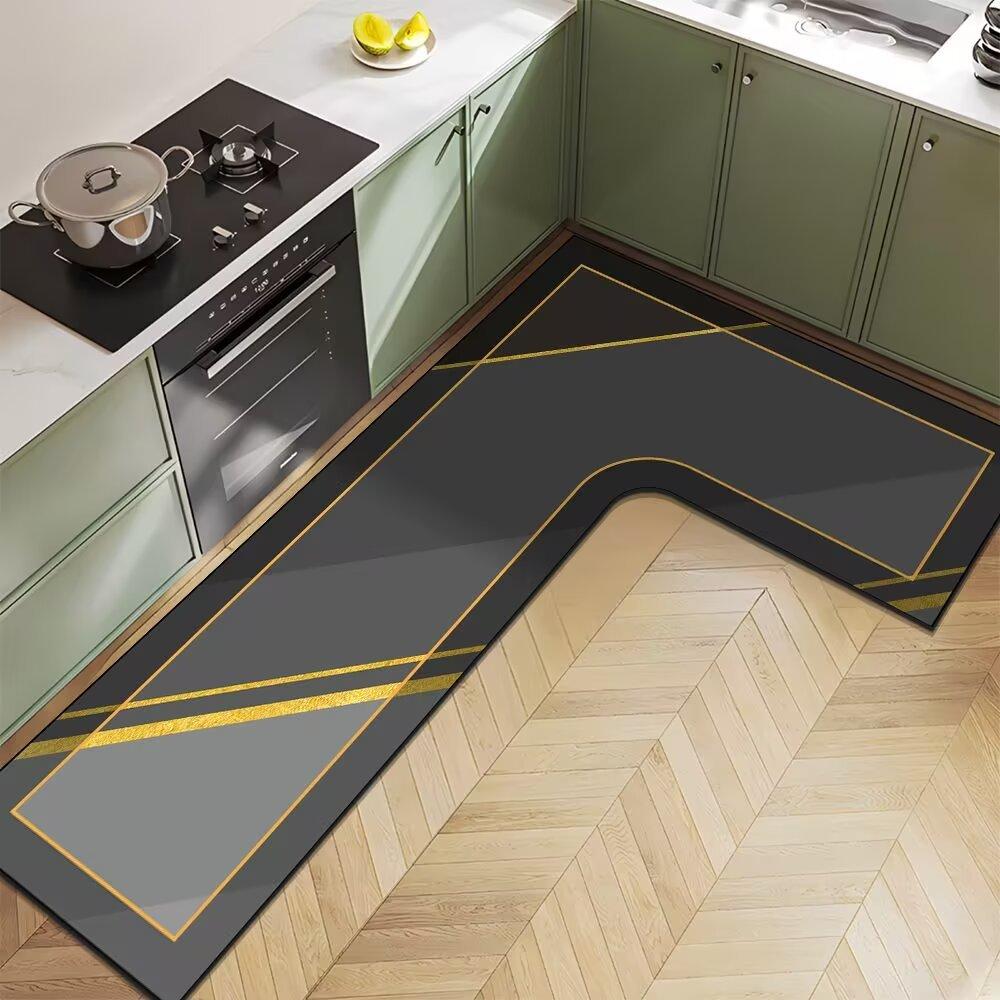 Nordic Light Luxury Diatom Mud Household L-shaped Kitchen Floor Mat Water Absorption  Anti-slip  Quick-drying and Easy-to-maintenance Floor Mat