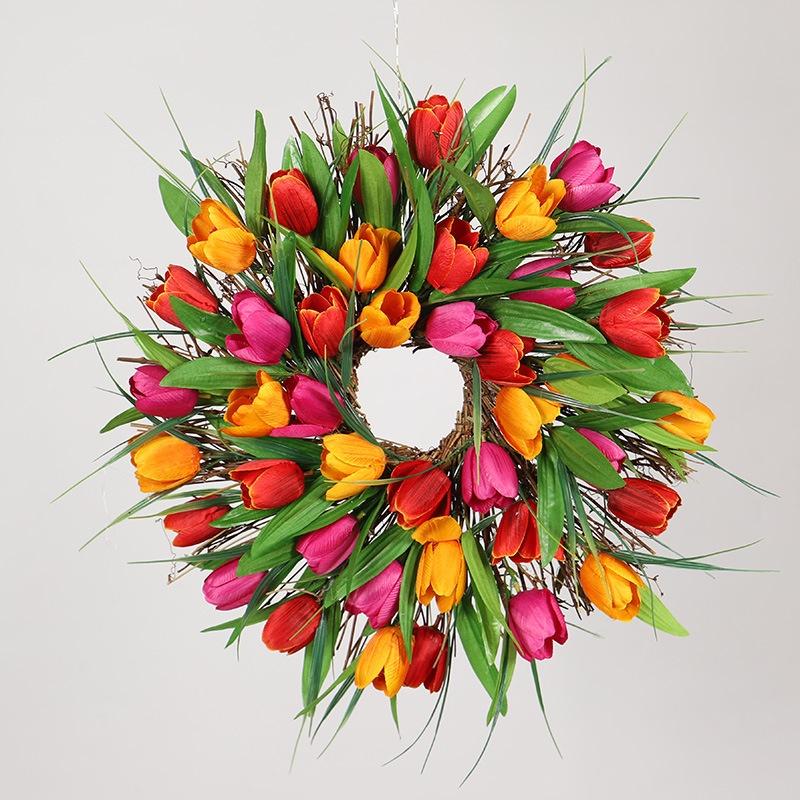 

Artificial Spring Flowers Tulip Decor Window Wall Party Door Decorations Wreath