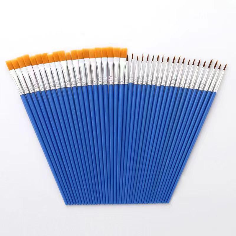 Children's Watercolor Brush Set with Acrylic, Oil Painting, and Hook Pens. Includes Nylon and Plastic Brushes with Flat and Row Pen Heads.