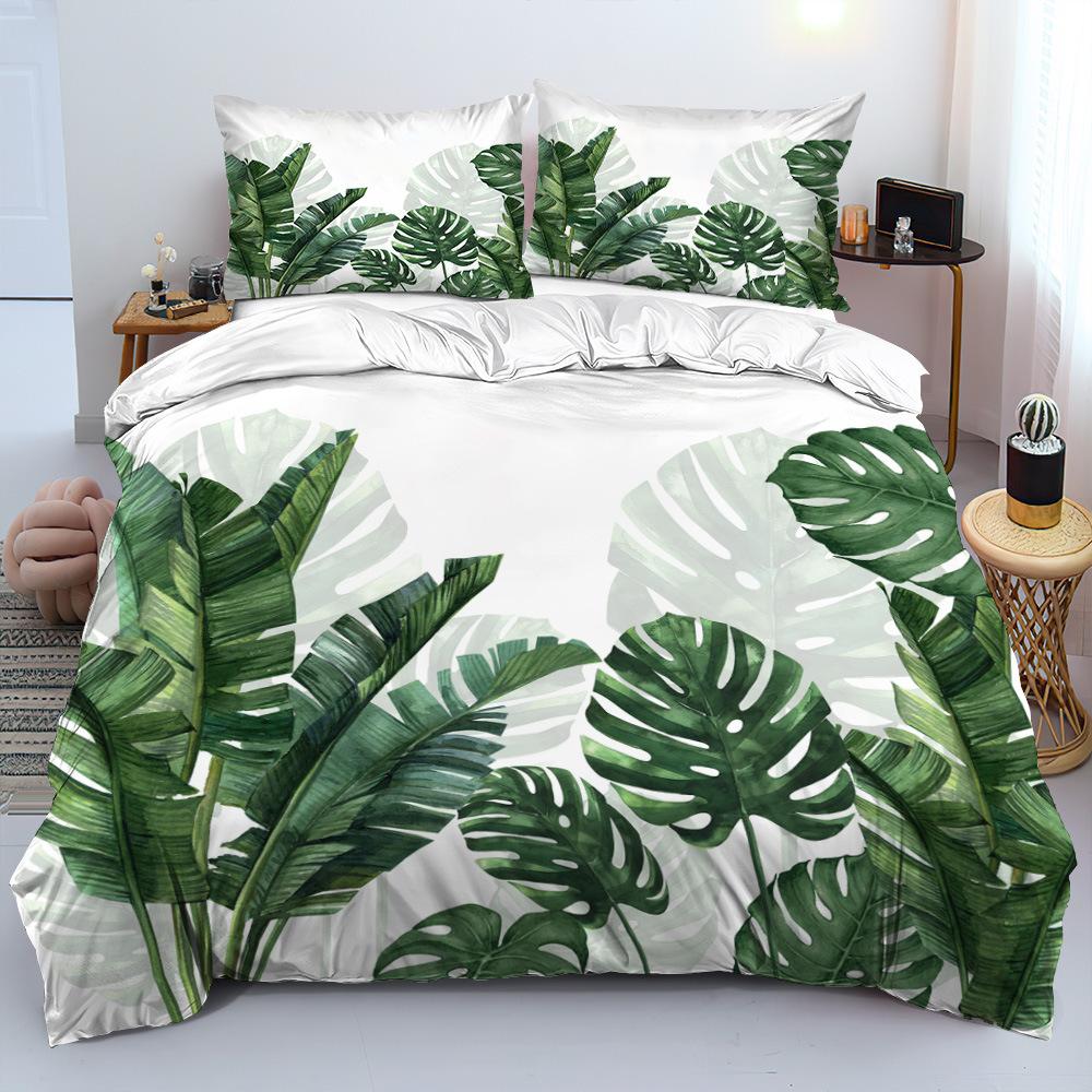 Simple Turtle Leaf 3D Printing Grinding Advanced Sense Three-Piece Quilt Cover Dormitory Three-Piece Bedding