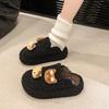 Cute cartoon bag head fluffy slippers women's outer wear 2025 new autumn and winter velvet warm thick bottom bag head mop