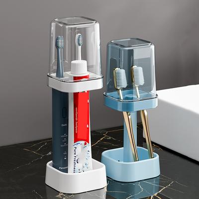 Toothbrush Storage Base Adjustable Portable Toothbrush Holder with Mouthwash Cup Bathroom Organizer Bathroom Accessories