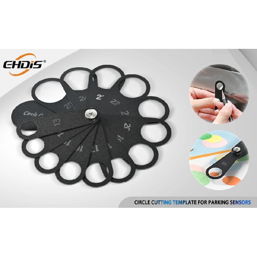 EHDIS Cutting Template for Parking Sensor Carbon Fiber Wrap Vinyl Tool Kit Car Protective Film Cutter 13~25mm Metal Circle Gauge