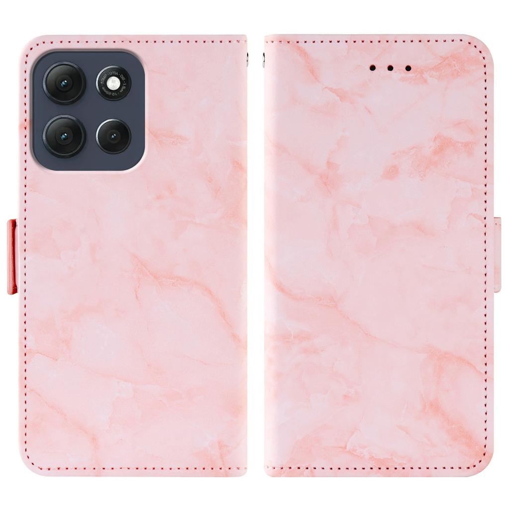 For Motorola Moto G86 5G Leather Case Marble Pattern Phone Wallet Stand Cover with Wrist Strap