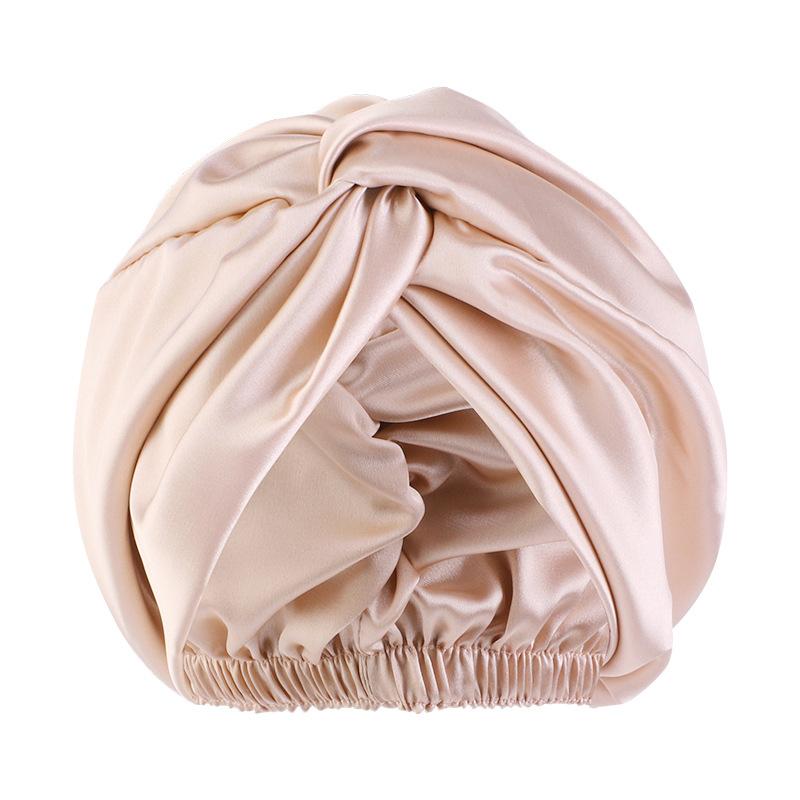 Cappellino da Notte a Doppio Strato in Seta Sintetica, Cuffia a Nodo Intrecciato, Cuffia da Doccia, Foulard per Bellezza e Trucco, Fascia per Capelli