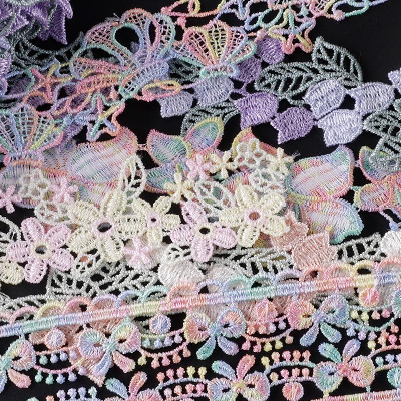 Embroidery Label Cartoon Flower Color Petal Hand Account Diy Webbing Clothing Accessories Water-Soluble Embroidery Lace Cloth Sticker