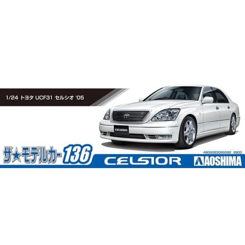 Aoshima Bunka Kyozai 1/24 Scale The Model Car Series No. 136 Toyota UCF31 Celsior 2005 Plastic Model Kit, Pre-painted