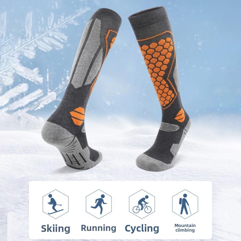 Weiches dickeres Design Skisocken Warm Hohelastisch Sportsocken Kniehoch Feuchtigkeitsableitend Outdoor Wandersocken Outdoor Sportarten