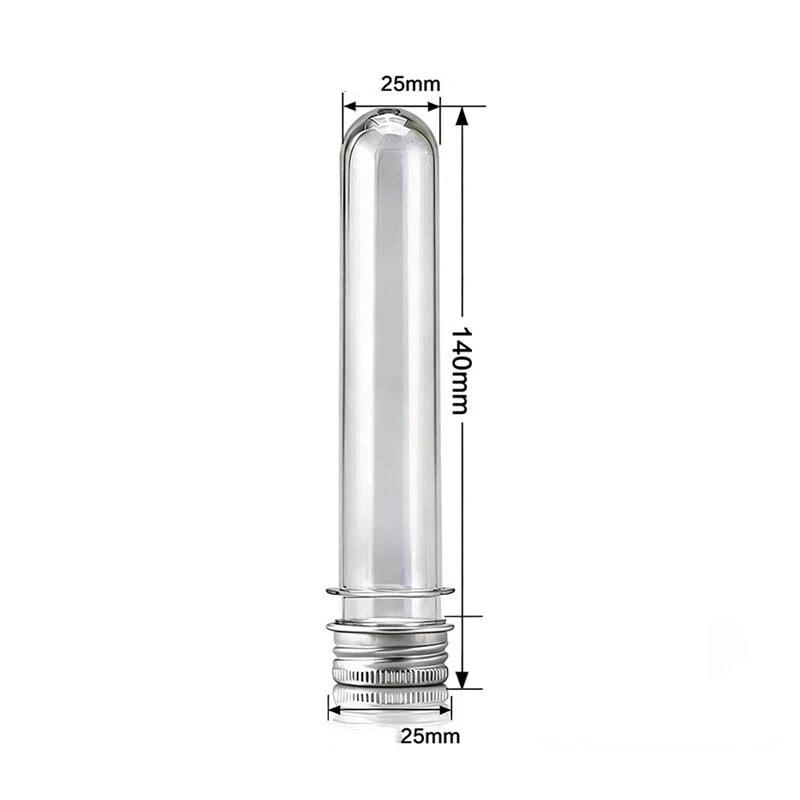 Refillable PET Test Tube Bottle 40ml Transparent Cylindrical Empty Container for Travel Cosmetic Liquid Sample Storage