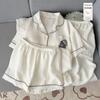 Women's Summer Cartoon Pajama Set: Short-Sleeved, Thin, 3-Piece with Chest Pads Suitable for Home or Outdoor Wear