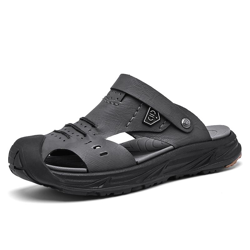 Fashion Breathable Vented Men's Slippers Soft Sole Anti-Slip Casual Trendy Shoes For Middle-Aged Fathers PVC Material Soft Thick Bottom