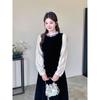Plus-Size Hepburn-Style Velvet Dress for Women, French-Style Autumn and Winter Black Long-Sleeve Gown