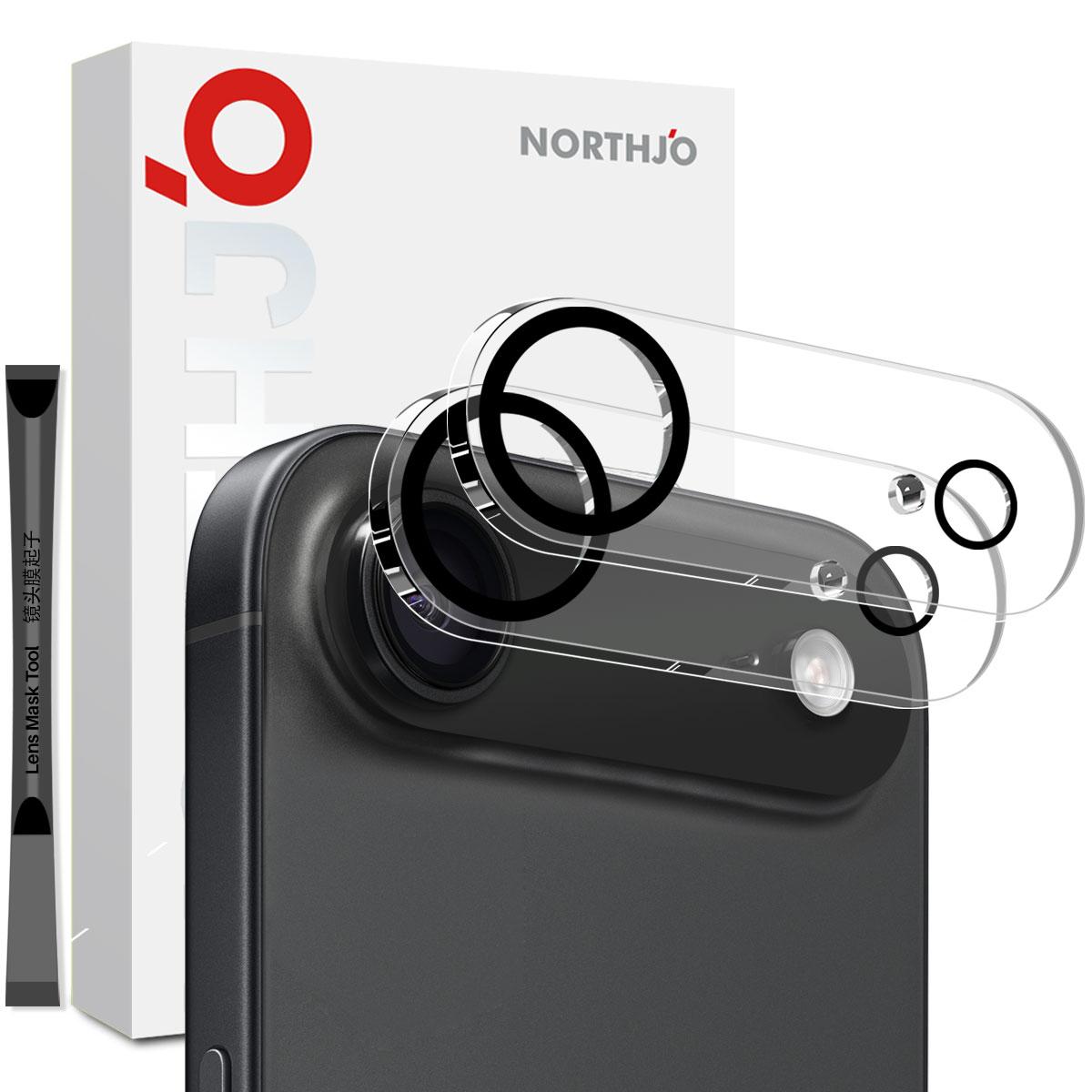 

NORTHJO 2Pcs For iPhone 17 Air Camera Lens Protector Black Circles 3D Full Coverage Clear Tempered Glass Lens Film A
