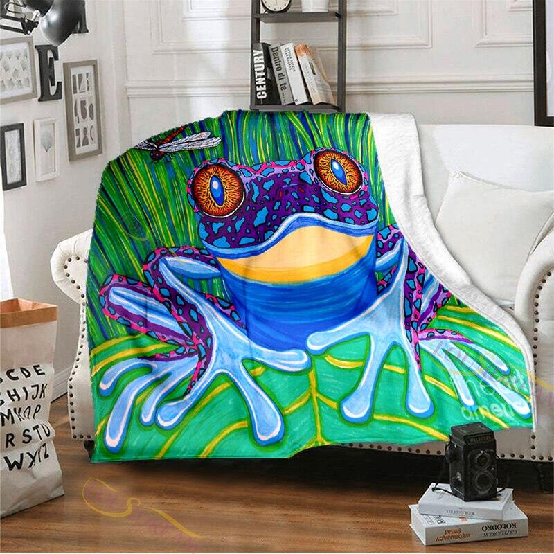 Frog Cozy Sofa Leisure Carpet Single Tapestry Sofa Blanket Throw Blankets Flannel Blankets for Couch Bed Living Room