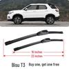 Bisu T3 Compatible Boneless Wiper Blade and Rubber Strip for Front and Rear
