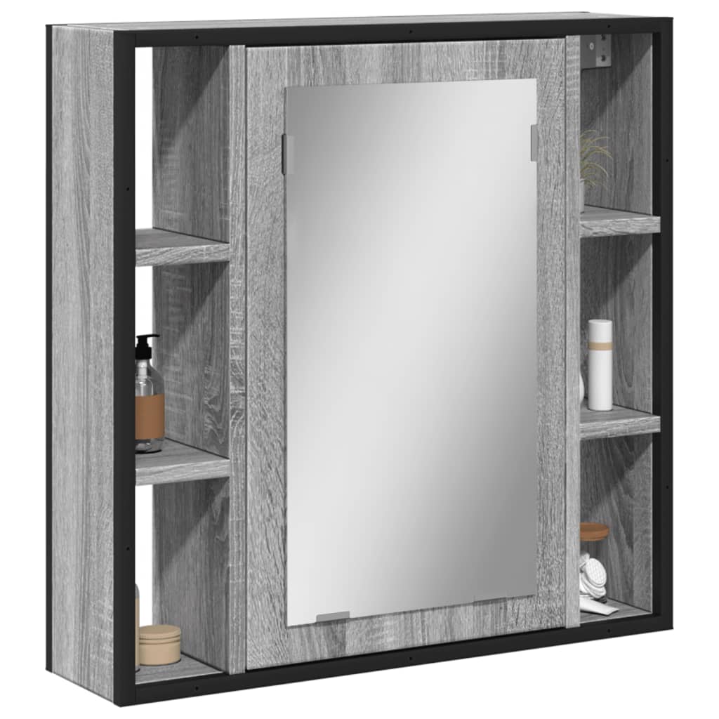 Badezimmer Wandspiegelschrank, Badezimmer Spiegel mit Stauraum hinter dem Spiegel, Badezimmer Wandspiegel, grau Sonoma 60x16x60 cm aus Holz