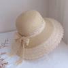 Hollow edge lace bow fashion seaside vacation bucket hat women outdoor sun protection straw hat sun hat summer