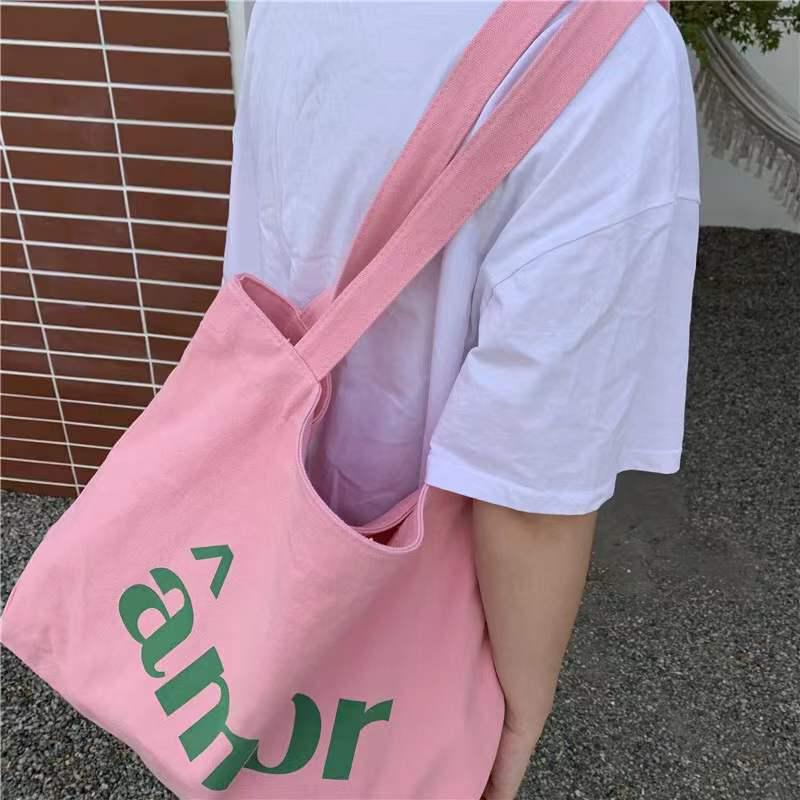 Korean Chic Minimalist Women's Canvas Shoulder Tote: Simple & Versatile College Style