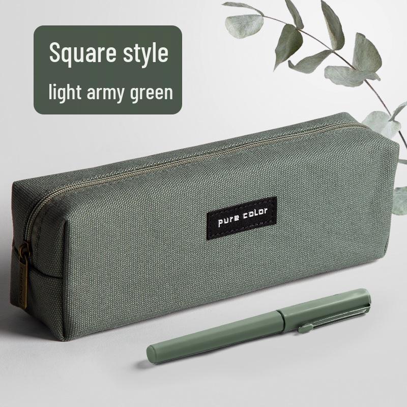 Large Capacity Canvas Pencil Case for Students: Simple, Cute Stationery Box for Boys and Girls