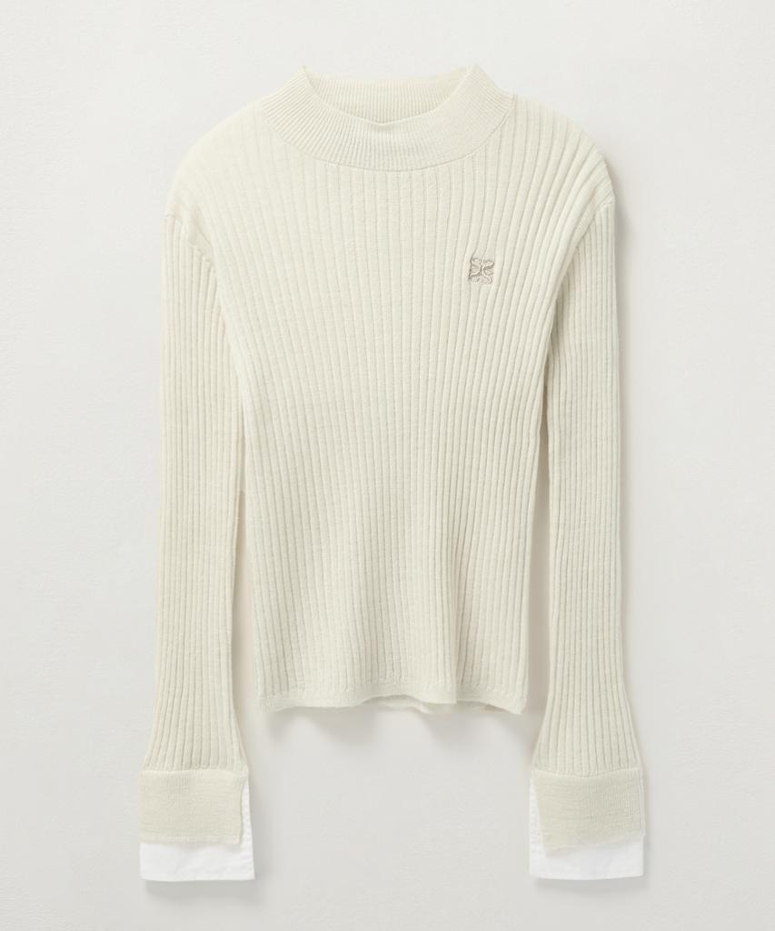 Seteo (W) Cuff Mock Neck Knit Cream