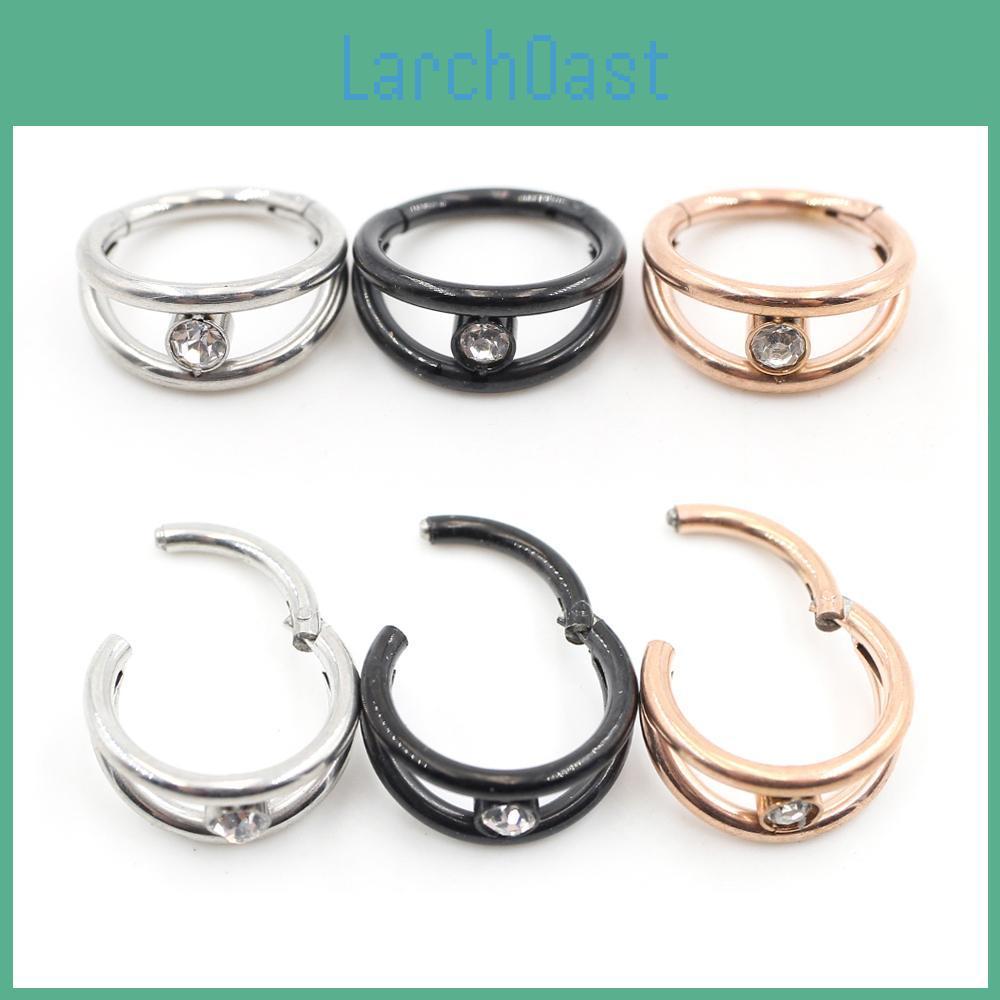 Layers 1pc Zircon Alisouy Two Cz Cartilage Earrings Stainless Steel Hinged Piercing Septum Clicker Nose Rings Hoop Segment Rings