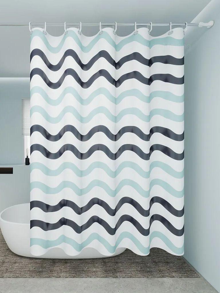 

Двухцветная шторка для душа с волнистым узором, простая, но продуманная перегородка для разделения сухой и влажной зон 120*180cm