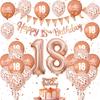 28pcs 18 21 30 40 50 60 70th Rose Gold Happy Birthday Balloon Set Banner Balloon Adults Birthday Party Decoration Birthday Party