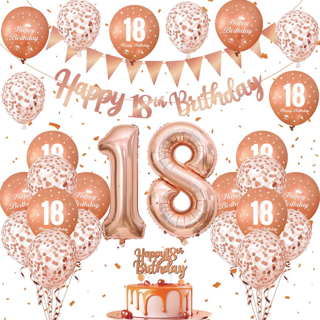 28pcs 18 21 30 40 50 60 70th Rose Gold Happy Birthday Balloon Set Banner Balloon Adults Birthday Party Decoration Birthday Party