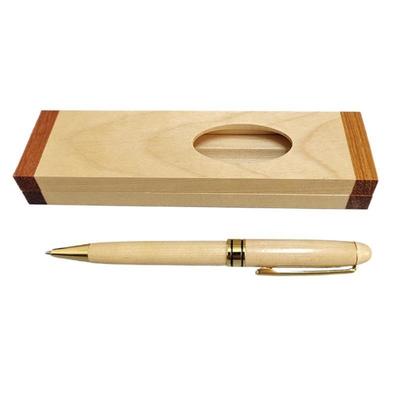 Wood Ballpoint Pen Set With Pencil Case Ergonomic Grip Wood Signing Pen with Metal Pen Clip For Professional Collectors