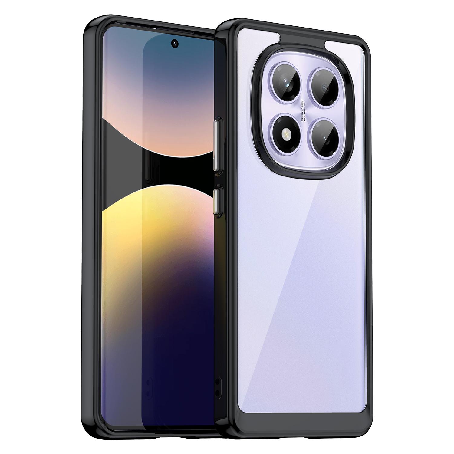 

For Xiaomi Redmi Note 14 Pro 4G Phone Case WANLONFENG XC Series TPU Acrylic Cover with Tempered Glass (Big Lens Hole) Transparent Blue