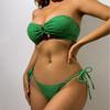 European and American Solid Color Bubble Cloth Solid Color Bikini Sexy Swimsuit